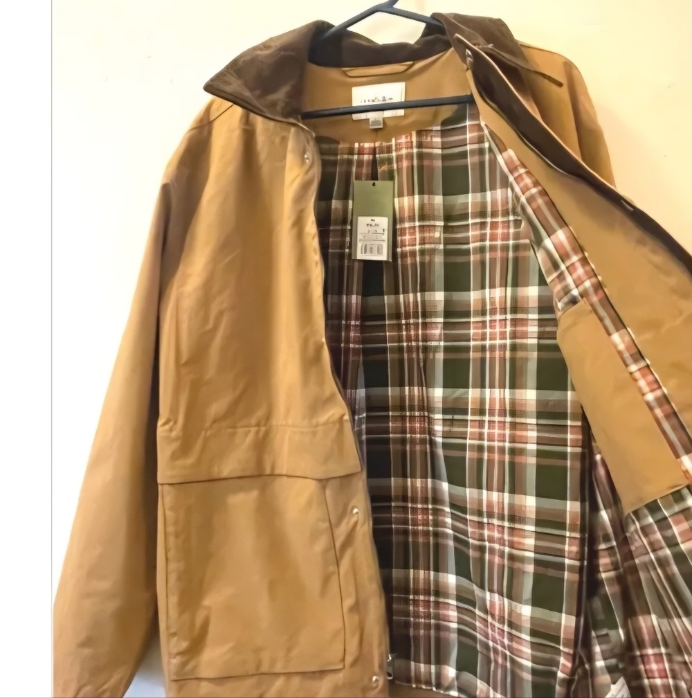 Goodfellow & Co Field Jacket XL Tan Plaid Lined Utility Coat Mens NWT